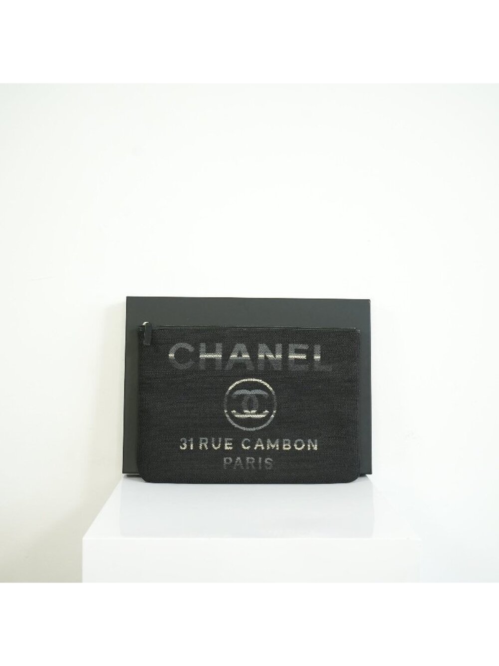 Chanel Black Deauville Pouch
